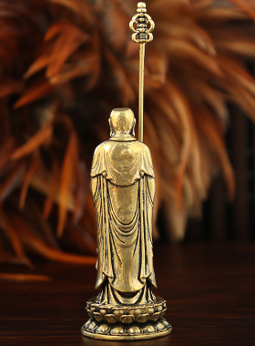 黄铜九华山地藏王菩萨站像