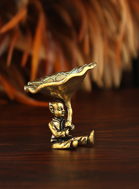 铜香托荷叶童子倒流香