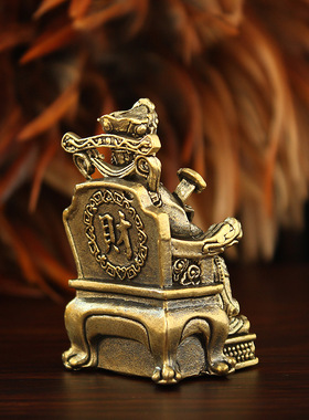 纯铜财神爷摆件聚宝盆座椅