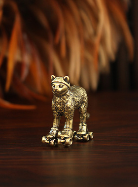 创意小猫黄铜溜冰鞋装饰摆件