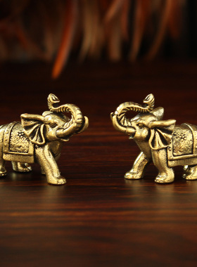 新款大象摆件复古铜象一对