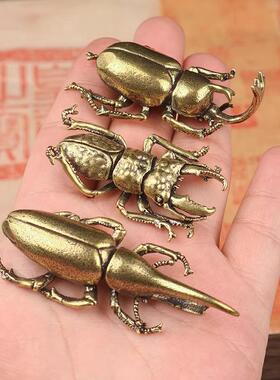 黄铜甲壳虫复古做旧桌面摆件