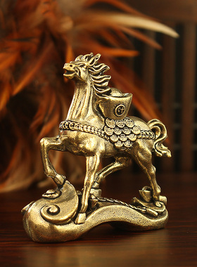 马到成功招财复古铜摆件