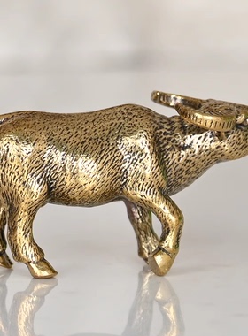 铜实心大水牛复古铜器桌面摆件