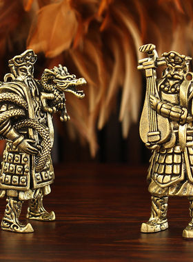 魔家四将摆件黄铜做旧四大天王