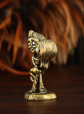 情侣小摆件纯黄铜复古创意