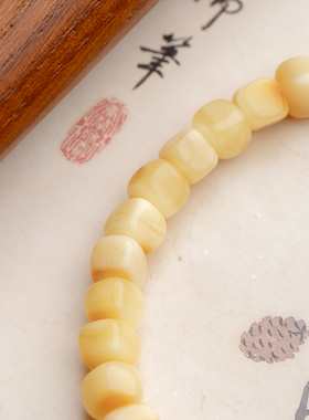 蜜蜡随形方糖珠单圈手串素串