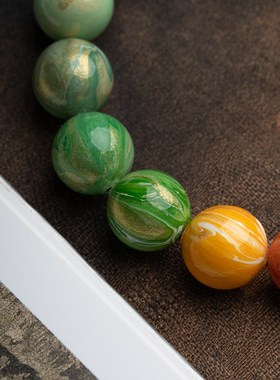 大漆珠12mm马卡龙单圈手串