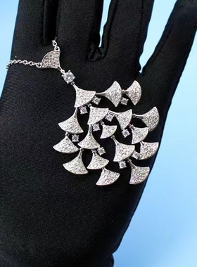 微镶白色扇子裙子欧美项链短款