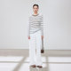 ເສື້ອເຊີດຄໍລູກເຮືອ lyocell tencel striped ຂອງແມ່ຍິງ