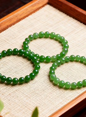 印象眸和田玉碧玉手串高水头无黑