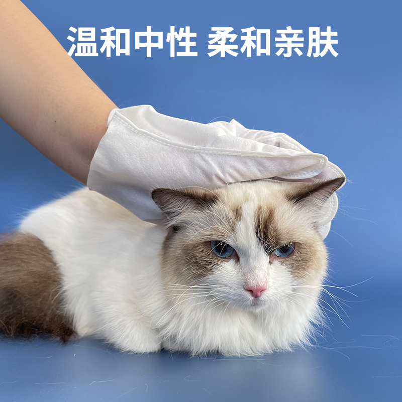 猫咪清洁手套宠物免洗湿巾狗狗清洁眼部免洗澡通用纸巾干洗用品-图0