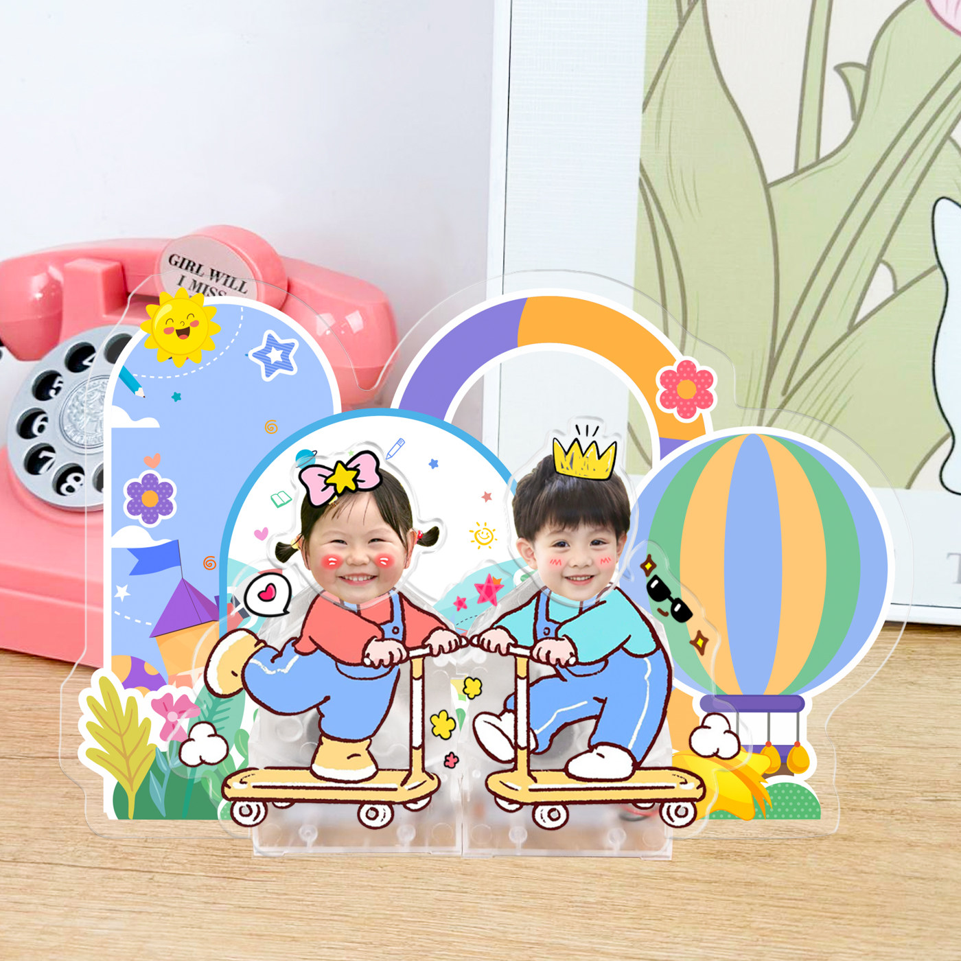 DIY新款亚克力自动摇头桌面摆件可爱卡通照片定制自动摇摇头摆件,淘宝优惠券,粉丝福利购,淘宝优惠卷