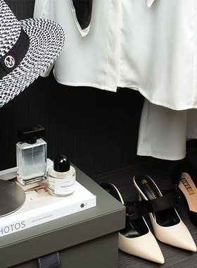 极简轻奢样板房衣帽间摆件套装黑白色系衣柜搭配衣服包包软装饰品