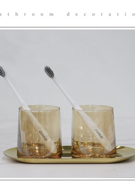 酒店样板房展厅浴室洗漱台牙刷杯组合卫生间软装饰品摆件