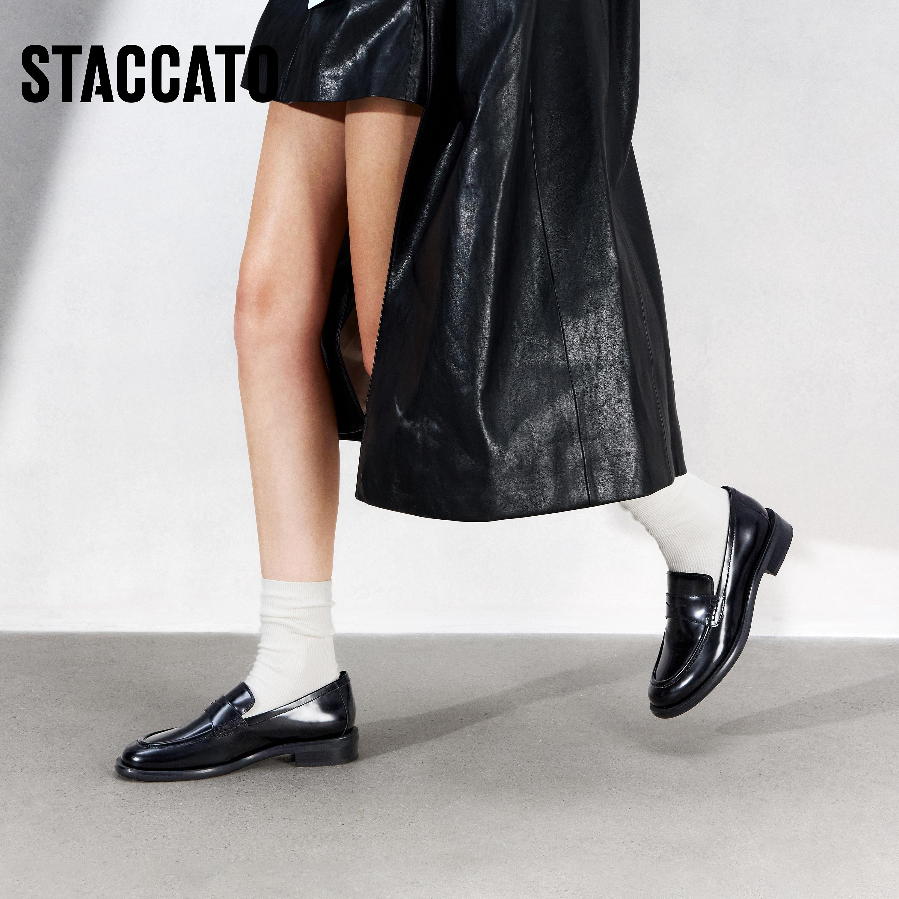 思加图新款黑胶唱片乐福鞋英伦风小皮鞋便士鞋单鞋女鞋子EA709AA5,淘宝优惠券,粉丝福利购,淘宝优惠卷