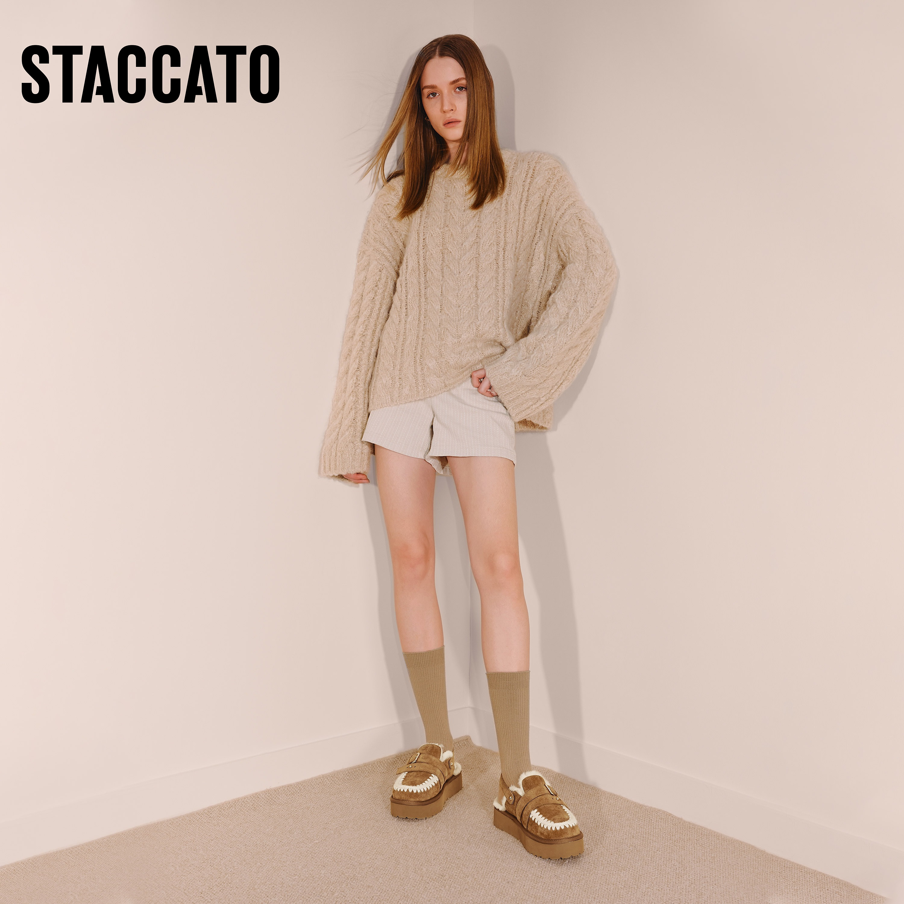 思加图冬季新款复古毛毛鞋增高加绒保暖半拖勃肯鞋女L6388DH5,淘宝优惠券,粉丝福利购,淘宝优惠卷