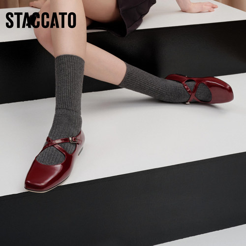 明星同款思加图新款爱丽丝玛丽珍鞋平底鞋法式复古单鞋R0522AQ6 - 图2