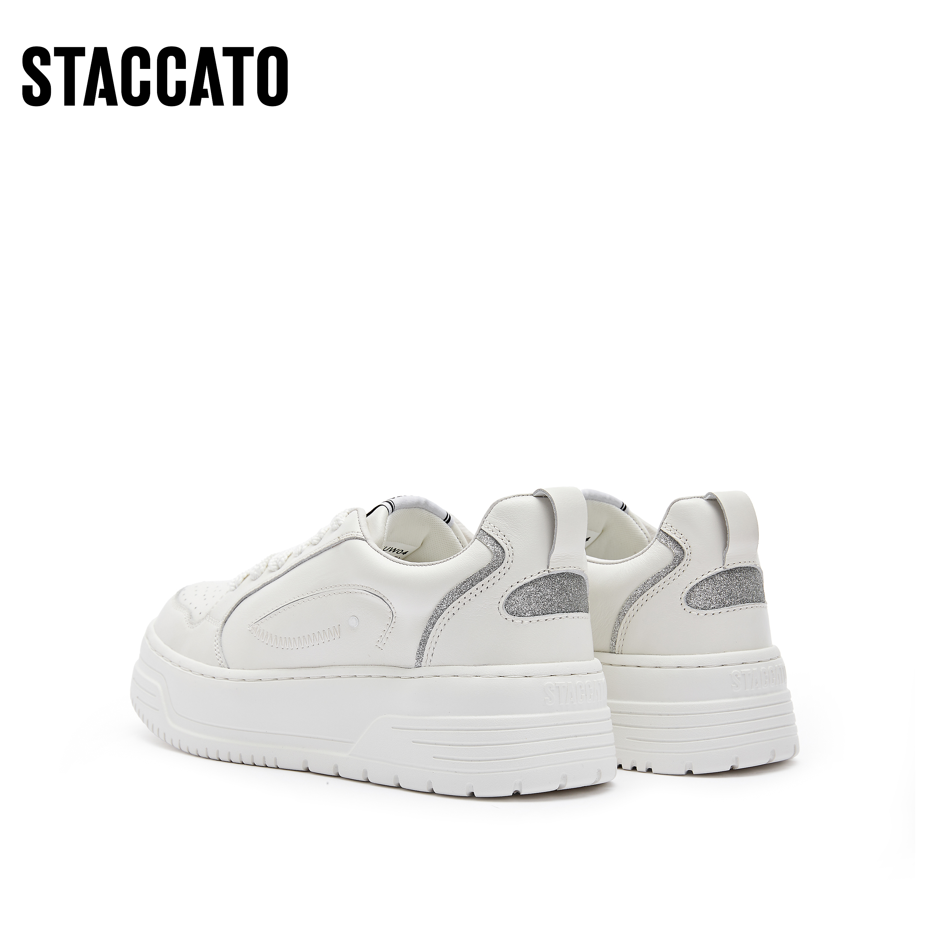 思加图新款时尚小白鞋厚底增高休闲板鞋透气女鞋EUW04AM4 - 图1