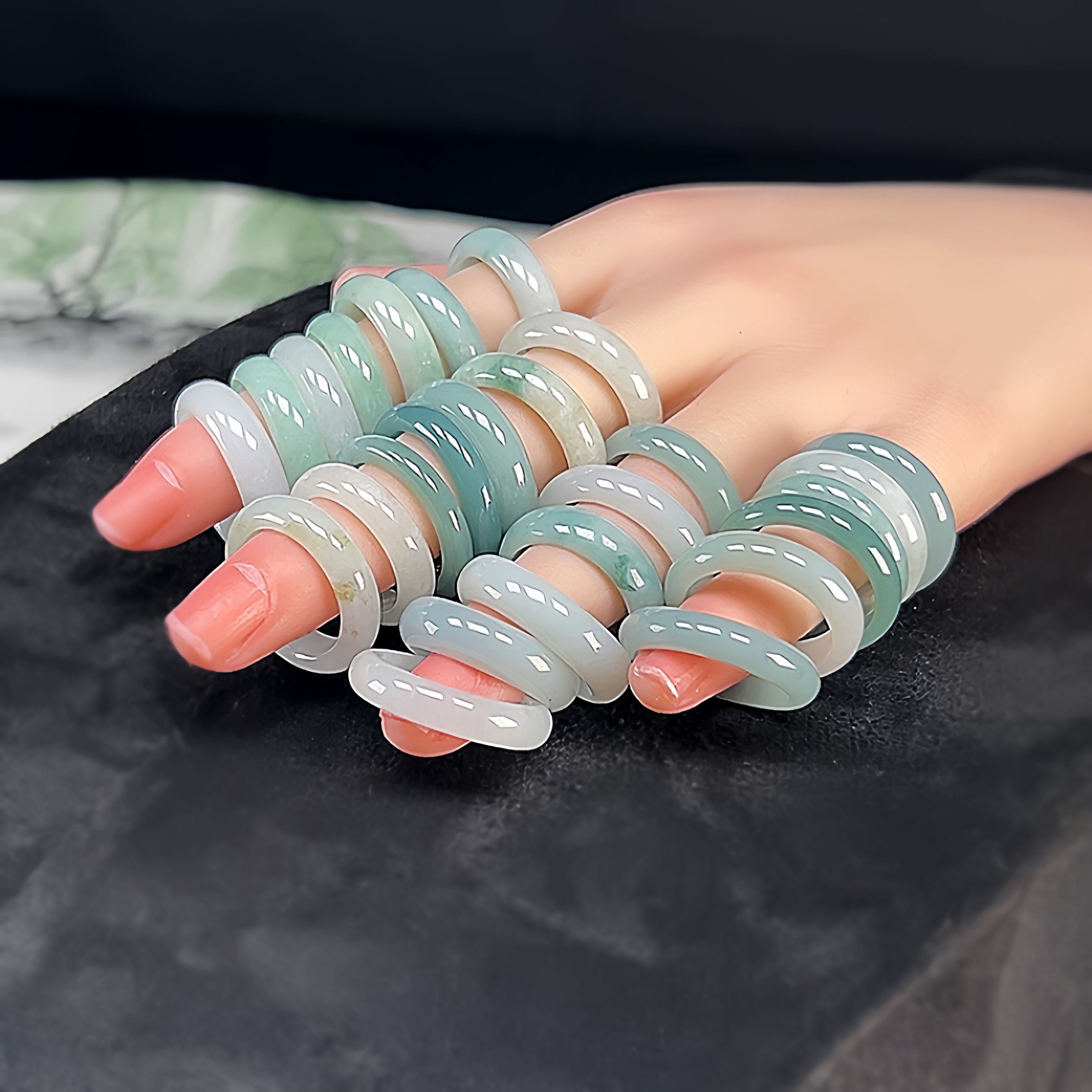 盲盒特价 翡翠戒圈天然A货翡翠戒指缅甸玉指环蓝水豆绿白素圈男女,淘宝优惠券,粉丝福利购,淘宝优惠卷