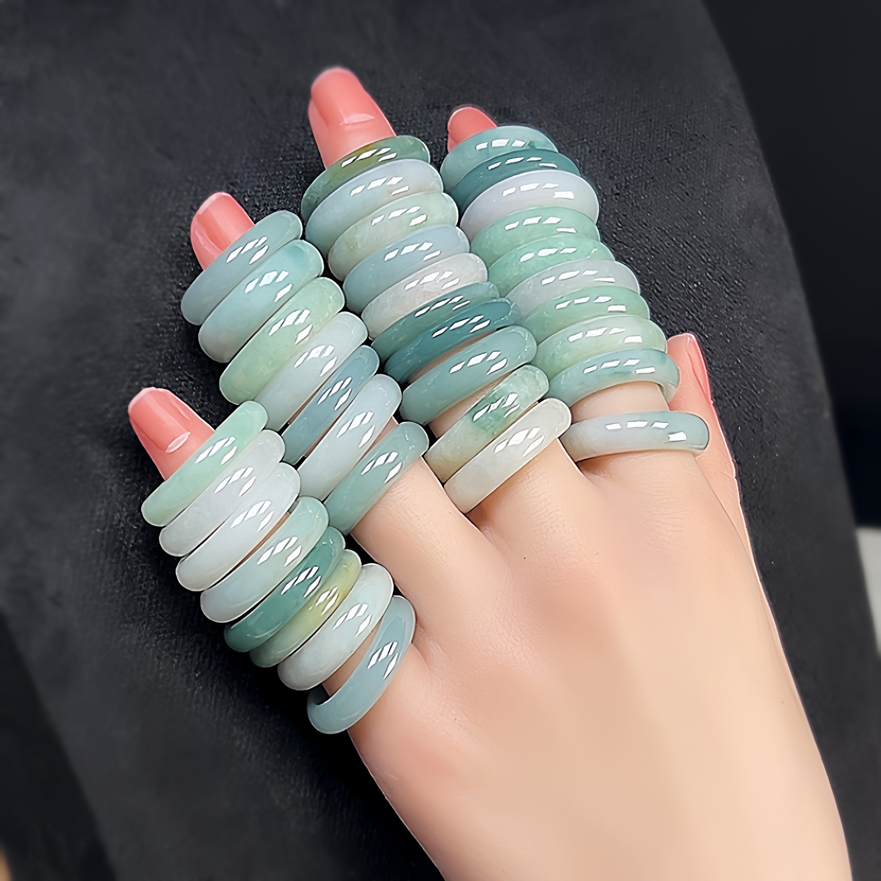 盲盒特价 翡翠戒圈天然A货翡翠戒指缅甸玉指环蓝水豆绿白素圈男女,淘宝优惠券,粉丝福利购,淘宝优惠卷