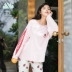 Zhang Ruo Nan Dâu Bộ đồ ngủ dễ thương Cô gái mùa thu Cotton dài tay Thiết lập mùa thu Dịch vụ nhà mùa xuân và mùa thu mặc - Giống cái