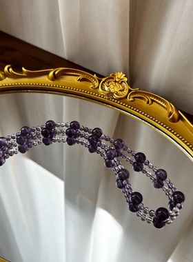 2025天然紫水晶锁骨链简约颈链紫晶百搭项链新款手链毛衣链条