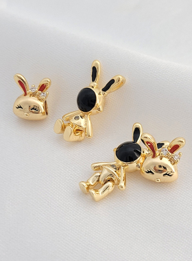 孔兔头手链隔珠太空兔项链吊坠