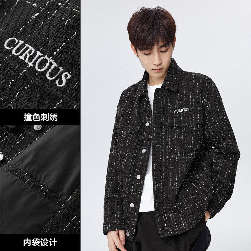 太平鸟男装撞色刺绣小香风新款夹克 太平鸟男装夹克