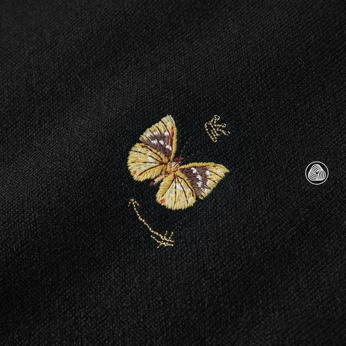 Демисезонная шерстяная модная футболка с бабочкой, с вышивкой, облегающий крой, городской стиль