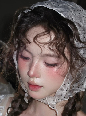法式复古波点防晒三角巾女春秋甜美氛围感薄包头巾高级感丝巾屁帘