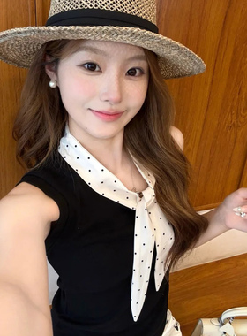 白色波点丝巾女2026夏薄款系脖高级感腰间长丝带精致衬衫裙子配饰