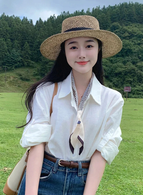 法式条纹丝巾女搭配衬衫裙子日常通勤系脖高级感配饰绑包长条丝带