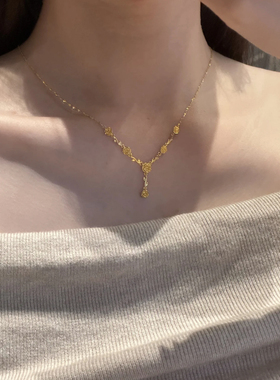永不枯萎的玫瑰花项链花枝玫瑰金枝玉叶吊坠简约百搭ins风锁骨链