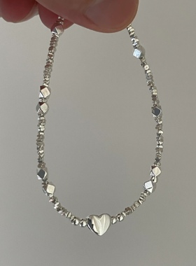 小红书s925碎银爱心手链女2023年新款显白轻奢小众ins潮闺蜜礼物