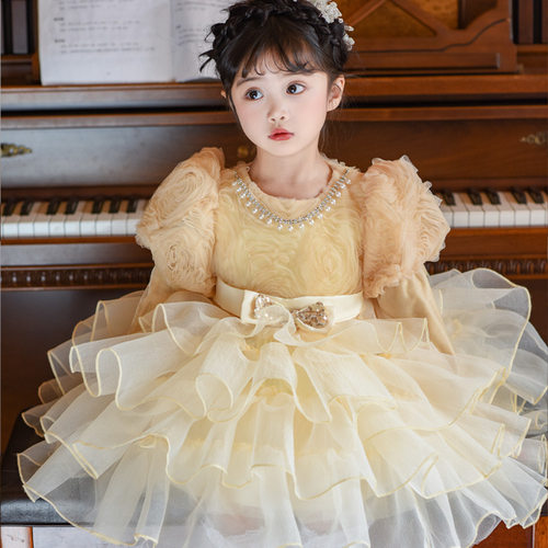 在逃公主女童玫瑰花小礼服冰雪奇缘艾莎裙子礼服儿童生日连衣裙 - 图2