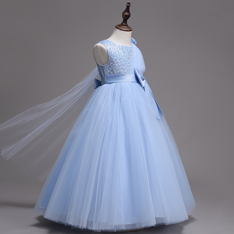 女童公主裙婚纱儿童晚礼服童装花童钢琴演出服小女孩蓬蓬纱连衣裙 - 图2