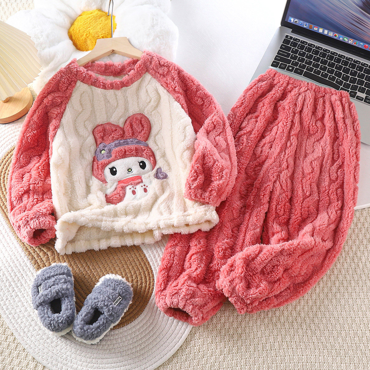 珊瑚绒卡通睡衣套装亲子款秋冬库洛米保暖男女童中大童儿童家居服,淘宝优惠券,粉丝福利购,淘宝优惠卷