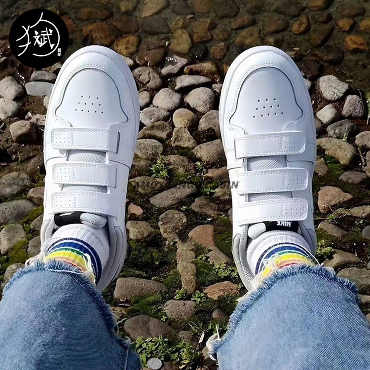 Nike耐克 PICO 5 GS 女子大童魔术贴纯白复古休闲板鞋 CJ7199-100,淘宝优惠券,粉丝福利购,淘宝优惠卷