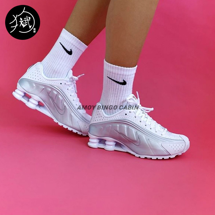Nike耐克 Shox R4男女气柱厚底增高跟复古运动休闲跑步鞋风AR3565 - 图0