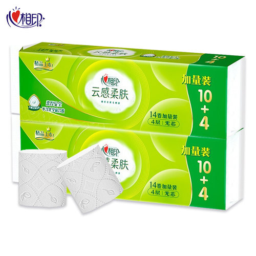 心相印无芯卷纸4层120克14卷云感柔肤立体压花卫生纸家用实惠装 - 图3