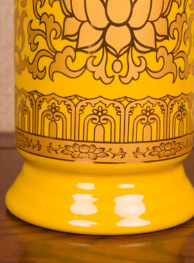 陶瓷香桶供佛寺庙花瓶黄色