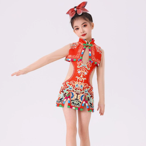 Одежда для девочек-черлидеров, одежда для художественной гимнастики, одежда для выступлений в этническом стиле, детская одежда для сценических выступлений по искусству, необычная одежда для навыков