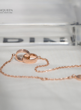 简约钛钢包玫瑰金双环