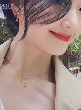 双层钛钢项链女玫瑰金小众设计感