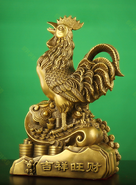 铜公鸡摆件纯铜福鸡安宅工艺品家居装饰品办公室桌面生肖金鸡摆设