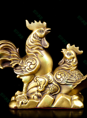 纯铜全家福公鸡创意摆件