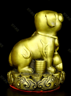 纯铜聚宝盆狗客厅装饰摆件狗一对铜狗补角房屋西北缺角化解摆件