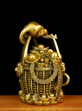 纯铜一桶金猴子摆件铜猴子饰品家居客厅卧室儿童房工艺品生日礼物