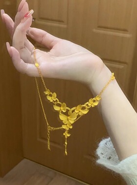 黄金色金蝶舞翩翩人间四月蝶项链